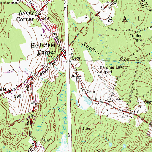 Topographic Map of Gardner Lake Volunteer Fire Company Station 27, CT