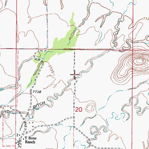 Topographic Map of J W Floyd Ditch, CO