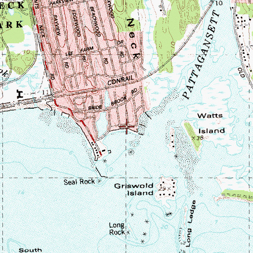 Topographic Map of Giants Neck Beach, CT