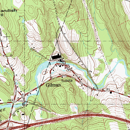 Topographic Map of Gilman Post Office, CT