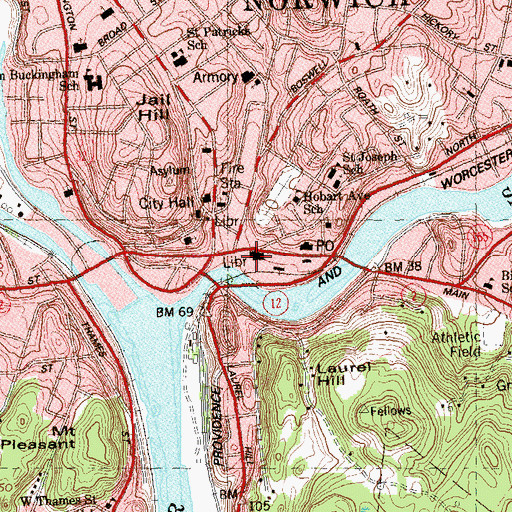 Topographic Map of Glory Church, CT