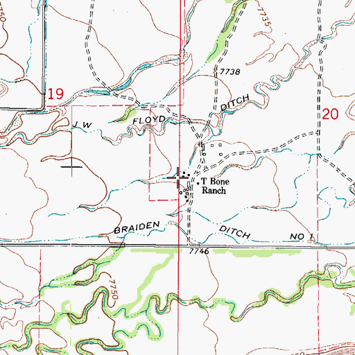 Topographic Map of T Bone Ranch, CO