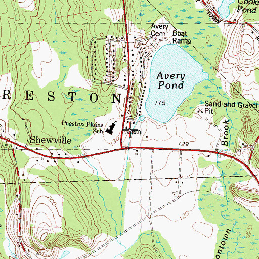 Topographic Map of Gore Cemetery, CT