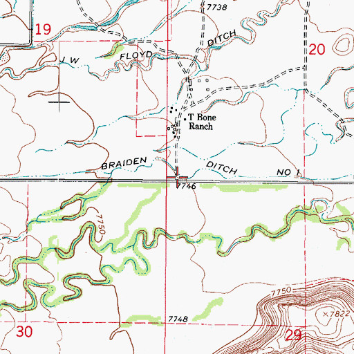 Topographic Map of Braiden Ditch Number 1, CO