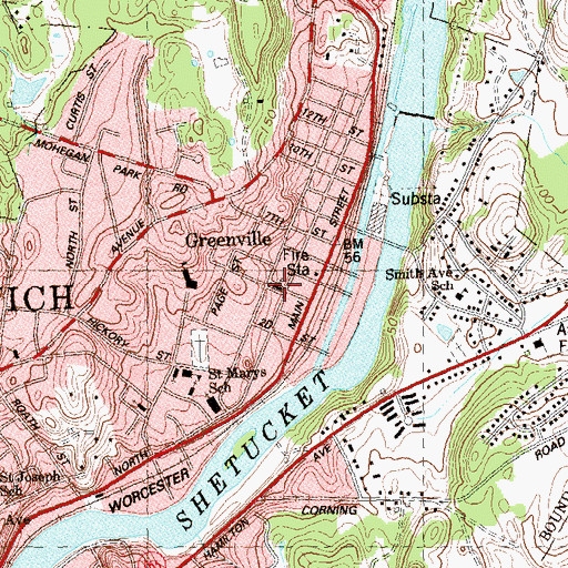 Topographic Map of Greenville Congregational Church, CT