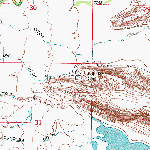 Topographic Map of Lobatos Cemetery, CO