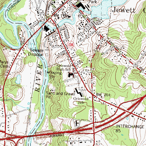 Topographic Map of Griswold High School, CT