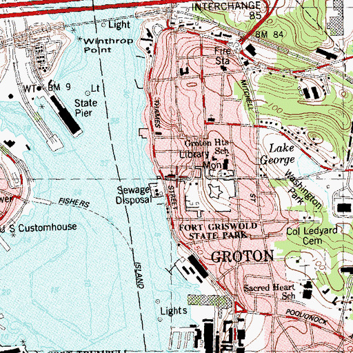 Topographic Map of Groton Church of the Nazarene, CT