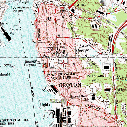 Topographic Map of Groton Heights (historical), CT