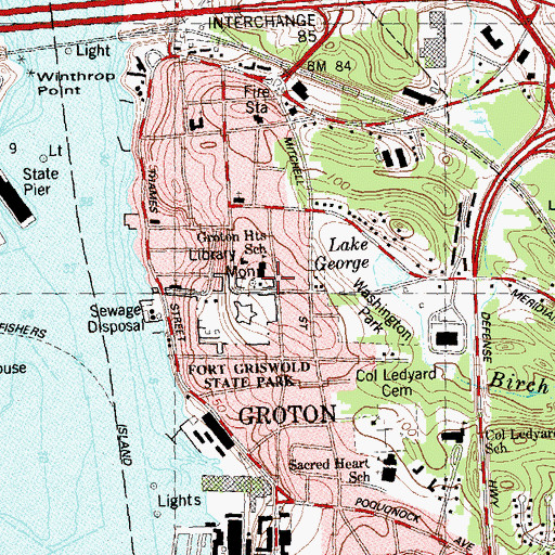Topographic Map of Groton Monument, CT