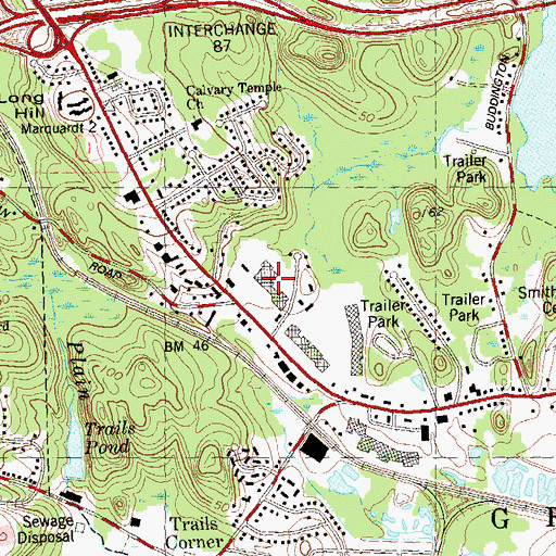 Topographic Map of Groton Plaza Shopping Center, CT