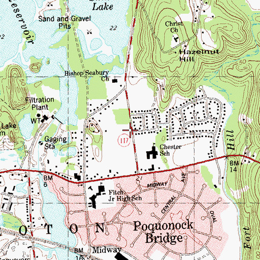 Topographic Map of Groton Public Library, CT