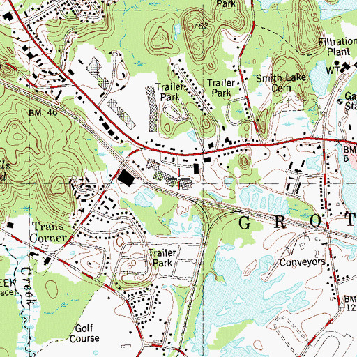 Topographic Map of Groton Shoppers Mart Shopping Center, CT