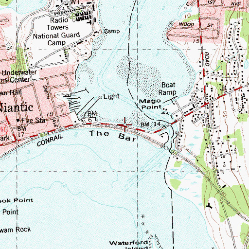 Topographic Map of Gut Ferry (historical), CT