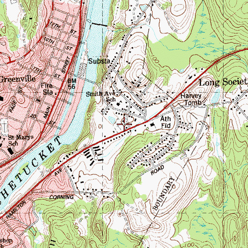 Topographic Map of Hamilton Avenue Cemetery, CT