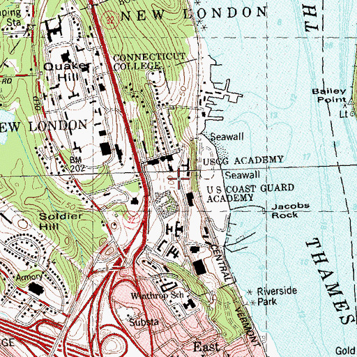 Topographic Map of Hamilton Hall, CT