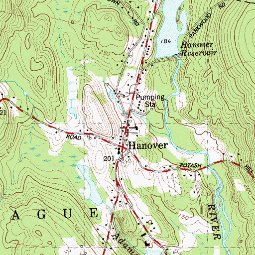 Topographic Map of Hanover Post Office, CT