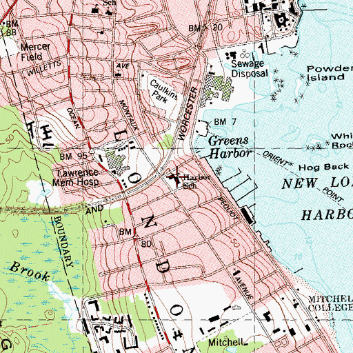 Topographic Map of Harbor School, CT