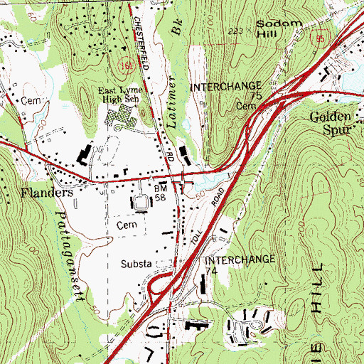 Topographic Map of Harvest Assembly of God Church, CT