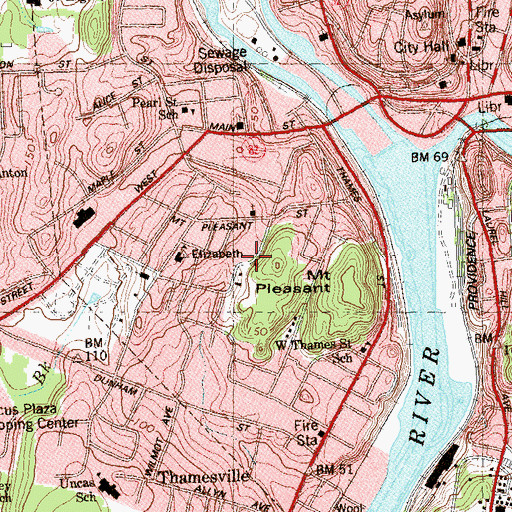Topographic Map of Hollyhock Island Park, CT
