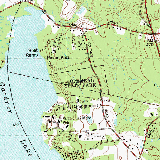 Topographic Map of Hopemead State Park, CT