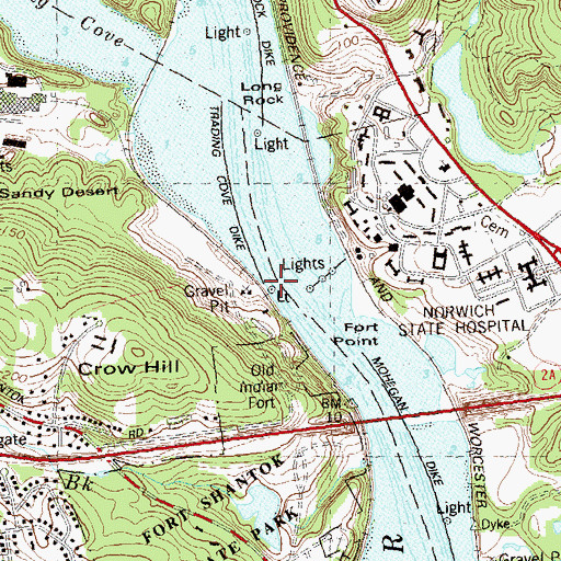Topographic Map of Indian Hill Light, CT
