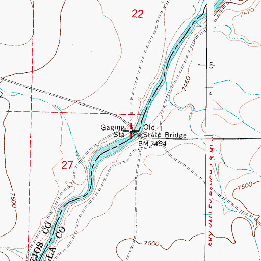Topographic Map of Costilla Crossing Bridge, CO