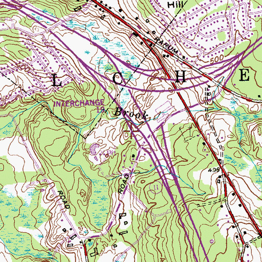 Topographic Map of Interchange 19, CT