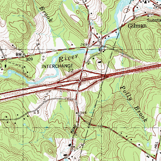 Topographic Map of Interchange 22, CT