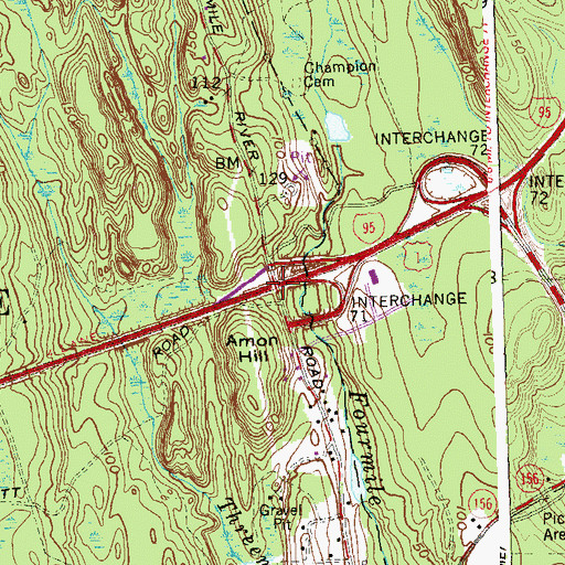 Topographic Map of Interchange 71, CT