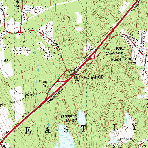 Topographic Map of Interchange 73, CT