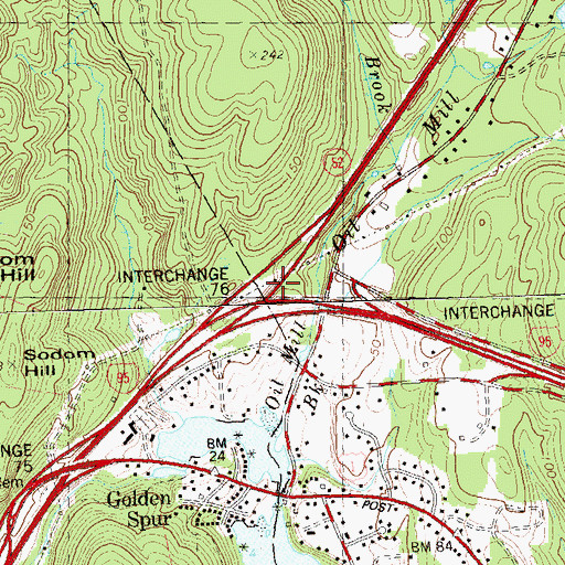 Topographic Map of Interchange 76, CT