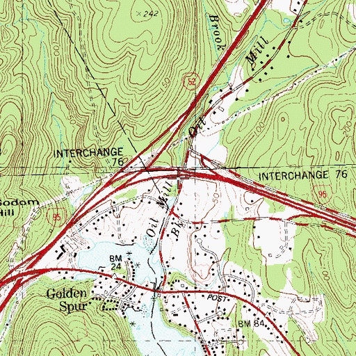Topographic Map of Interchange 76, CT