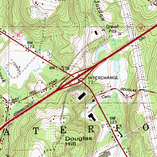 Topographic Map of Interchange 77, CT
