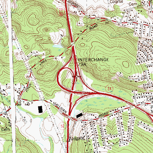 Topographic Map of Interchange 79A, CT