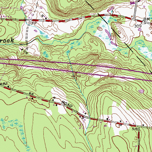 Topographic Map of Exeter Cemetery, CT