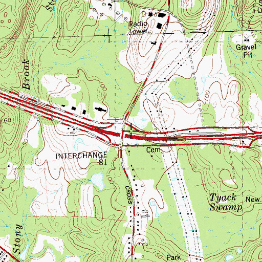 Topographic Map of Interchange 81, CT