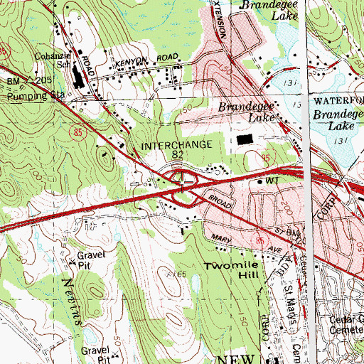 Topographic Map of Interchange 82, CT