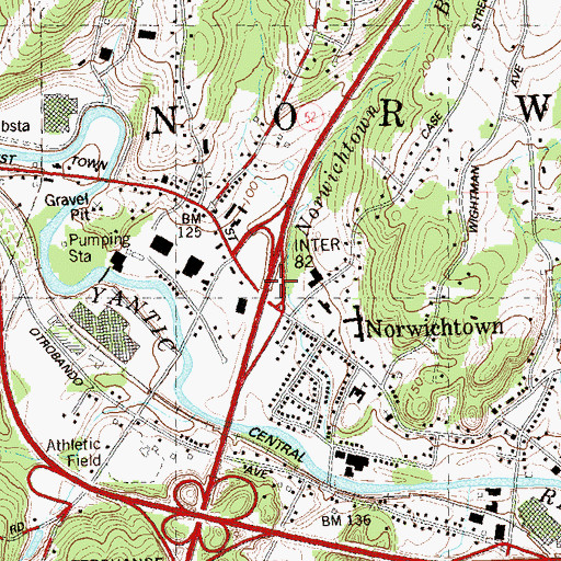 Topographic Map of Interchange 82, CT
