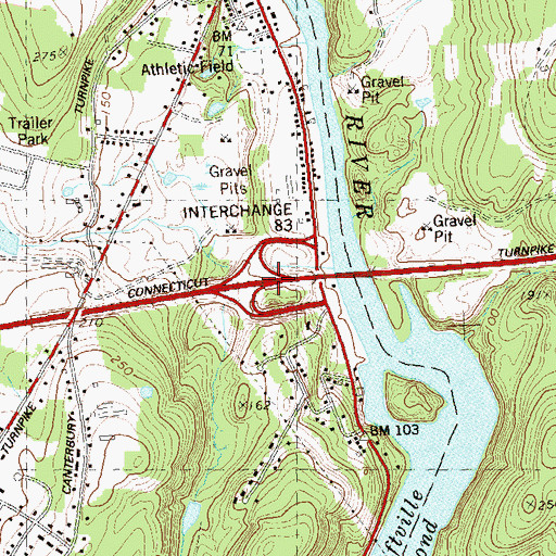 Topographic Map of Interchange 83, CT