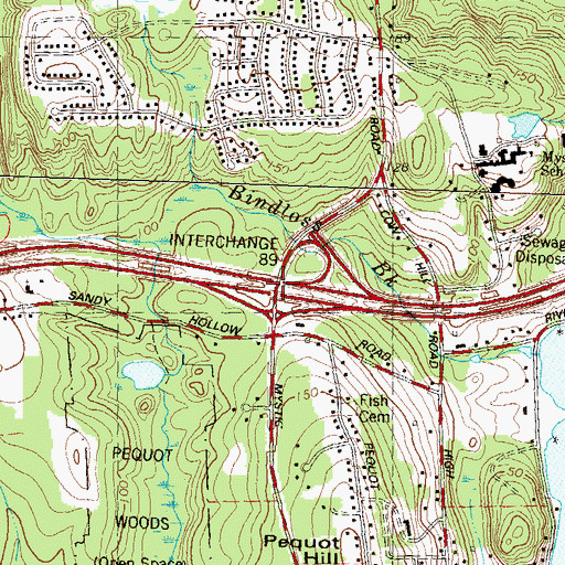 Topographic Map of Interchange 89, CT