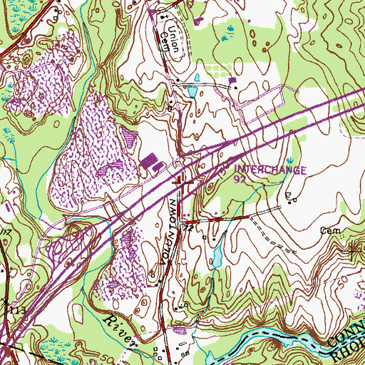 Topographic Map of Interchange 92, CT
