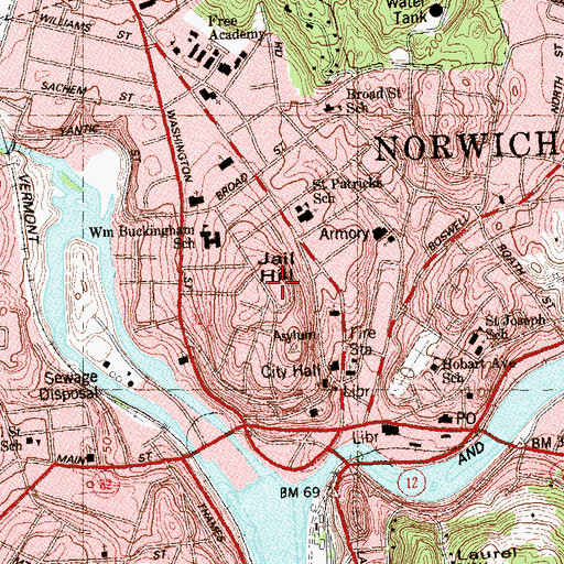Topographic Map of Jail Hill, CT