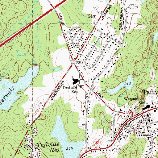 Topographic Map of John M Moriarty School, CT