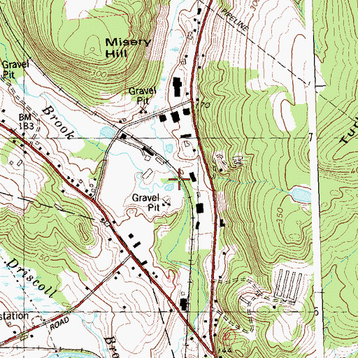 Topographic Map of Johnnycake Brook, CT