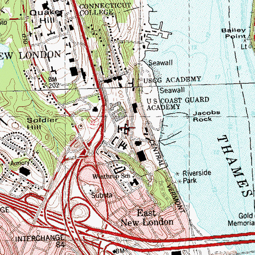 Topographic Map of Johnson Hall, CT