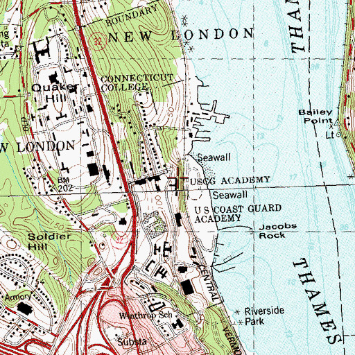 Topographic Map of Johnson Hall, CT