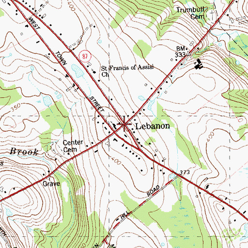 Topographic Map of Jonathan Trumbull Library, CT