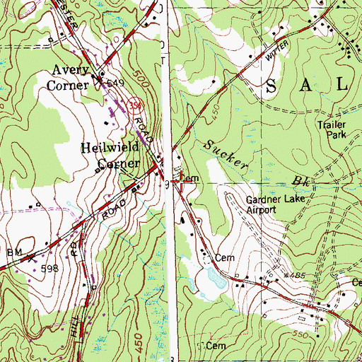 Topographic Map of Lathrop Cemetery, CT