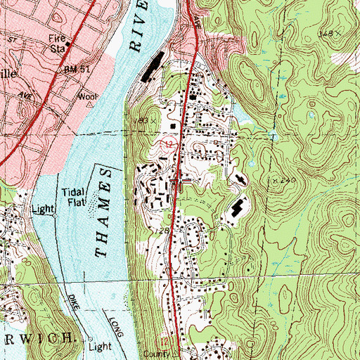 Topographic Map of Laurel Hill Volunteer Fire Department Company, CT